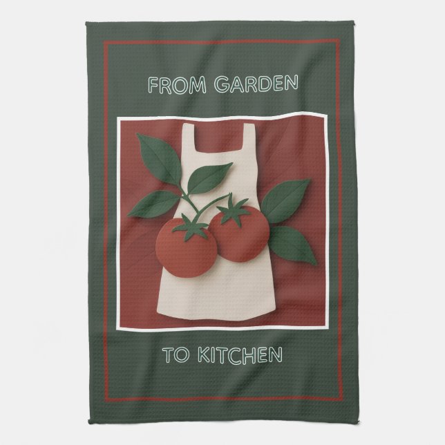 Farmhouse Tomato Kitchen Tea Towel Gift (Vertical)