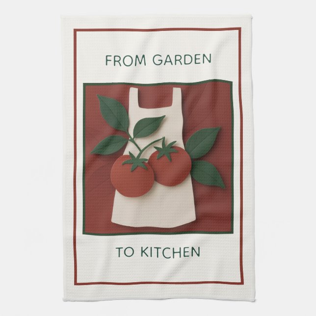 Farmhouse Tomato Kitchen Tea Towel Gift (Vertical)