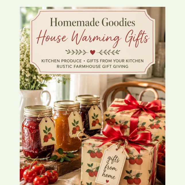 Farmhouse Tomato Produce Gift Packaging Papers Wrapping Paper Sheets (Rustic homemade produce gift wrap inspired by fresh kitchen goodness and farmhouse gift giving.)