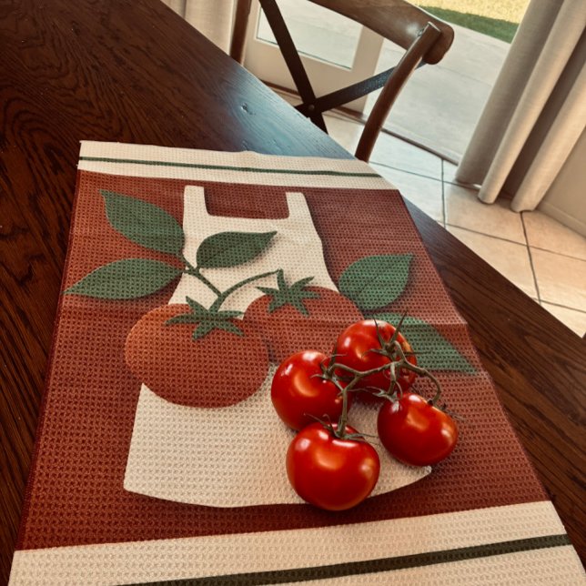 Farmhouse Tomato Tea Towel Garden Kitchen (Farmhouse tomato tea towel for cozy kitchens, perfect gift for home cooks.)