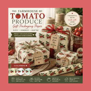 Farmhouse Tomato Wrapping Paper Foodie Housewarm