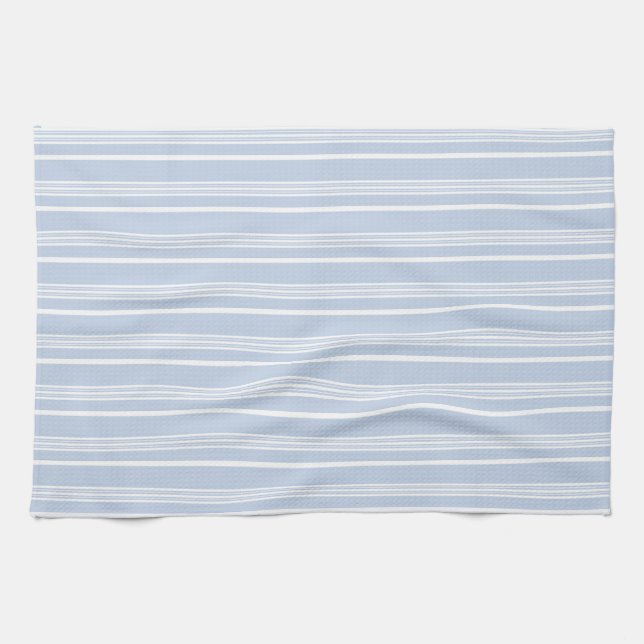 Farmhouse Vintage French Ticking Stripe Blue White Kitchen Towel (Horizontal)