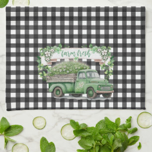 Farmhouse   Vintage Green Truck   Farm Fresh Kitchen Towel