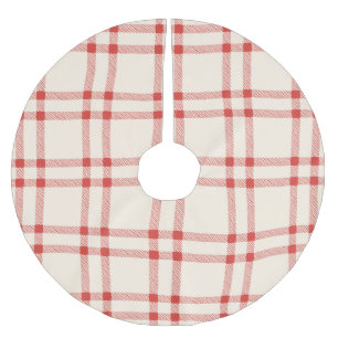 Farmhouse vintage off white red plaid Christmas Brushed Polyester Tree Skirt