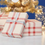 Farmhouse vintage off white red plaid Christmas Wrapping Paper<br><div class="desc">Farmhouse vintage dark orange red color and off white (like an antique white color) plaid pattern cute grid consisting of simple rustic hand-drown crisscrossed,  horizontal and vertical bands pattern. Farmhouse country rustic holiday pattern gift wrapping paper.
Great for Christmas and the holiday season.</div>