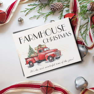 Farmhouse Vintage Red Truck Christmas Wooden Box Sign