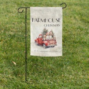 Farmhouse Vintage Rustic Dogs Christmas Garden Flag