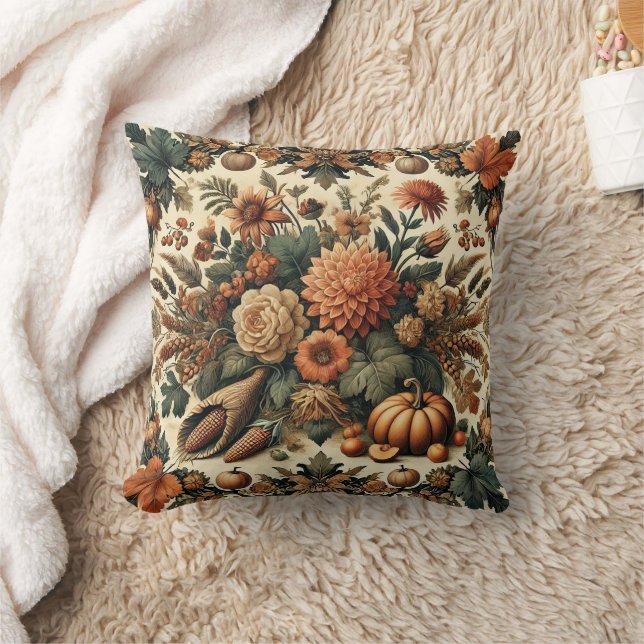 Farmhouse Vintage Rustic Fall Autumn Country  Throw Pillow (Blanket)