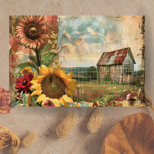 Farmhouse Vintage Rustic Sunflower Decoupage Tissue Paper