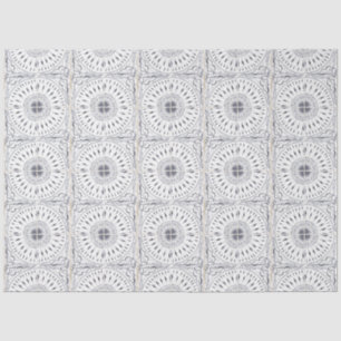 Farmhouse Vintage Tile Black Grey White Painted Tissue Paper