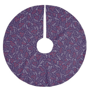 Farmhouse violet purple red rustic foliage pattern brushed polyester tree skirt
