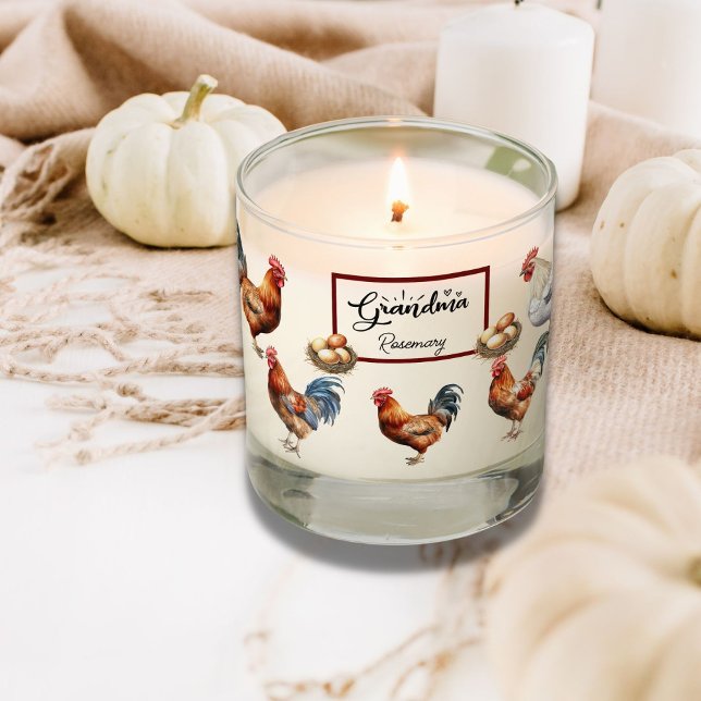 Farmhouse Watercolor Chicken lover Grandma gift Scented Candle (Creator Uploaded)