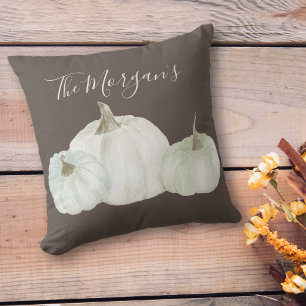 Farmhouse Watercolor Pumpkin Trio Throw Pillow