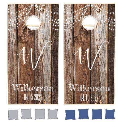 Farmhouse Wedding Rustic Wood Tone Cornhole Boards Cornhole Set