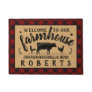 Farmhouse Welcome Red Buffalo Check Plaid Cow Doormat