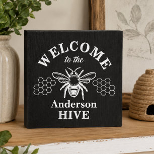 Farmhouse Welcome to Hive Family Wooden Box Sign