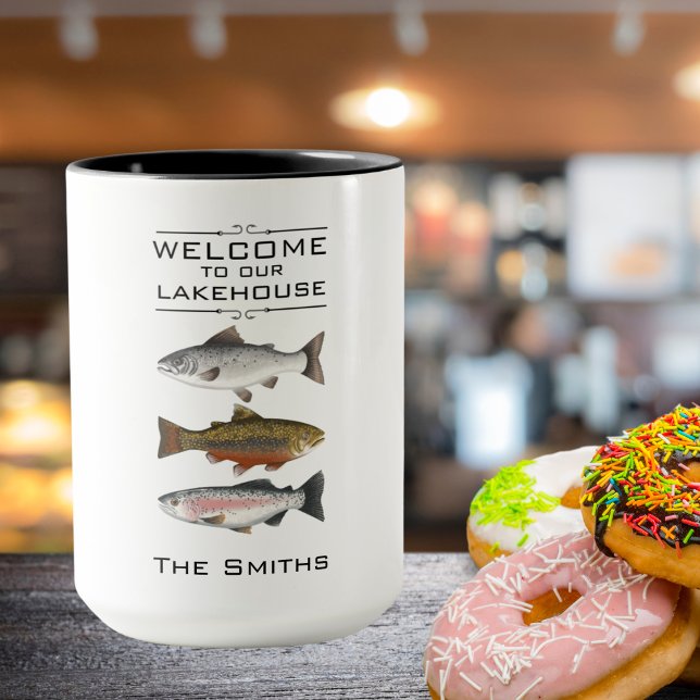 Farmhouse Welcome to Our Lakehouse Fish Coffee Mug (Creator Uploaded)