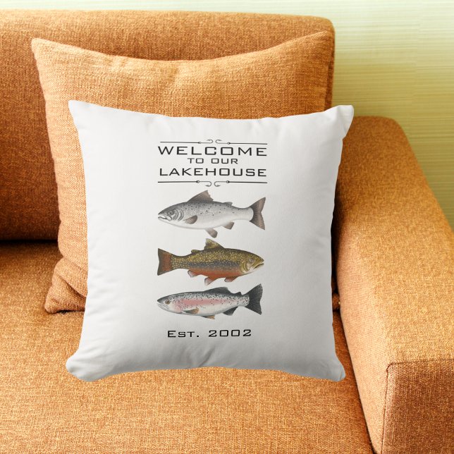 Farmhouse Welcome to Our Lakehouse Fish Pillow (Creator Uploaded)