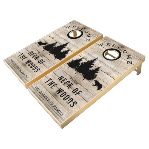 Farmhouse Welcome to our Neck of the Woods Family Cornhole Set