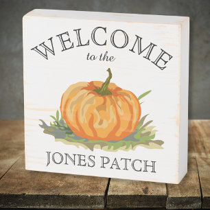 Farmhouse Welcome to Our Pumpkin Patch Signature  Wooden Box Sign