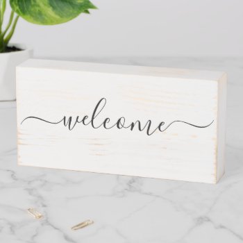 Farmhouse Welcome Wooden Box Sign by LittleBayleigh at Zazzle