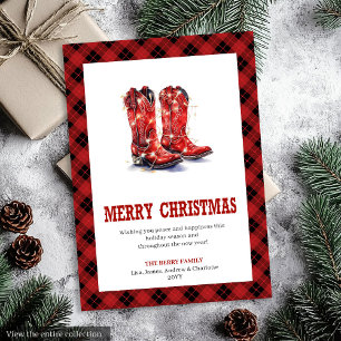 Farmhouse Western Plaid Buffalo Xmas Card