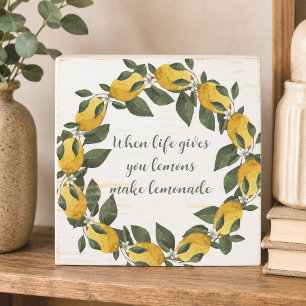 Farmhouse When Life Gives You Lemons Make Lemonade Wooden Box Sign