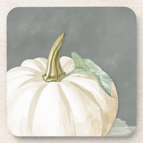 Farmhouse white fall pumpkin beverage coaster