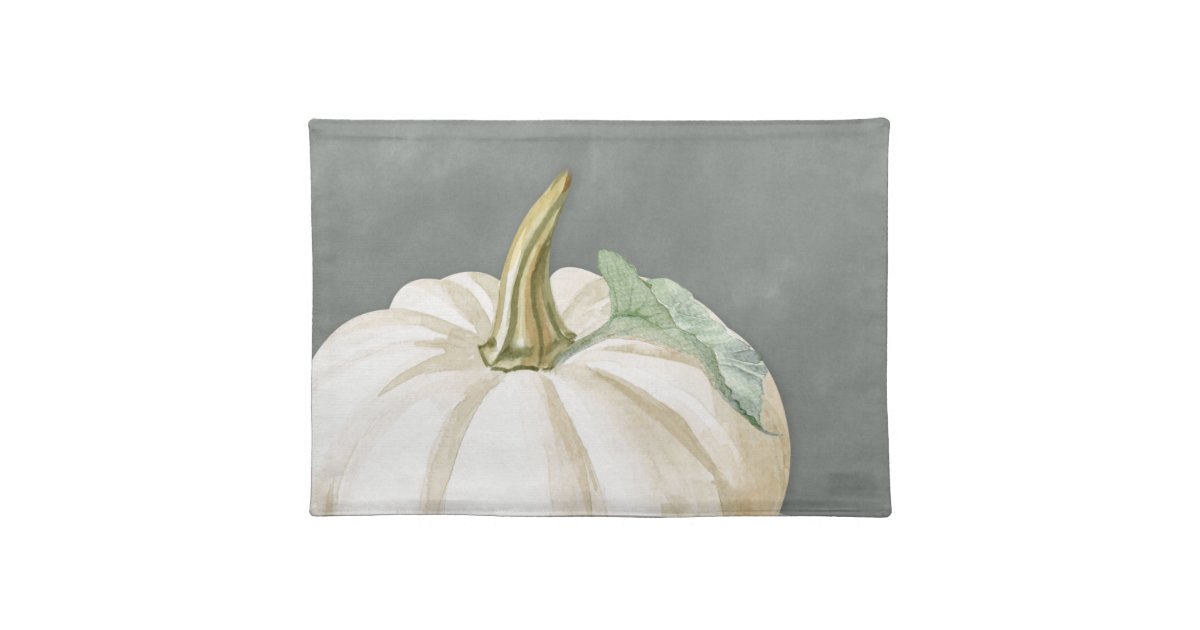 Farmhouse white fall pumpkin cloth placemat Zazzle
