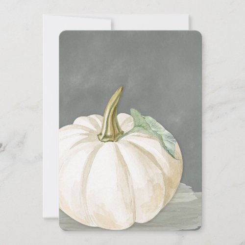 Farmhouse white fall pumpkin invitation