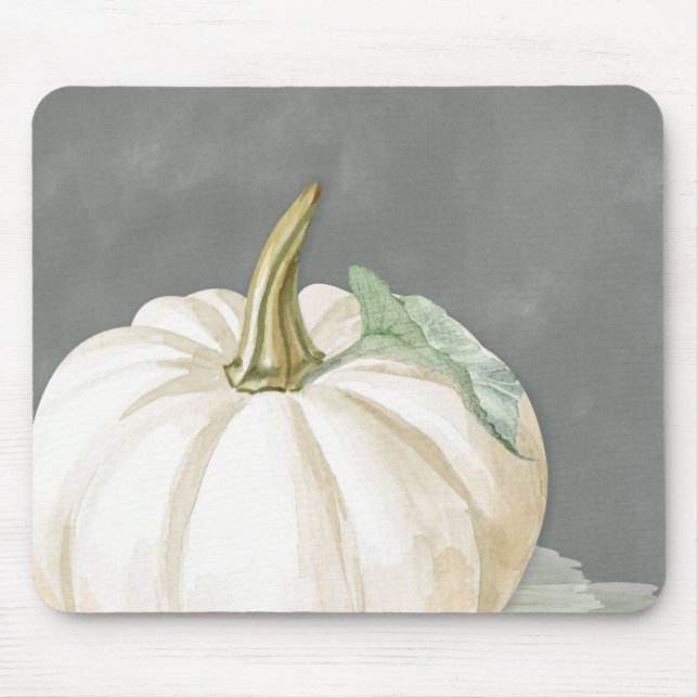 Farmhouse white fall pumpkin mouse pad (Front)