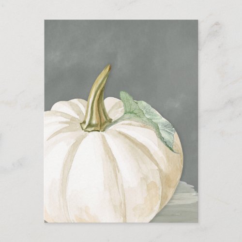 Farmhouse white fall pumpkin postcard