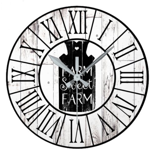 Farmhouse White Wood Rustic Milk Jug Farm Sweet Large Clock