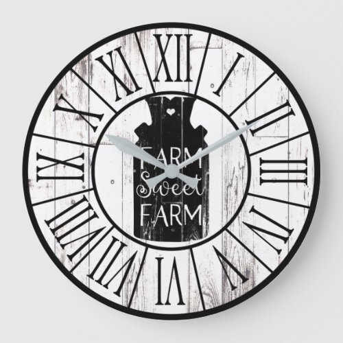Farmhouse White Wood Rustic Milk Jug Farm Sweet Large Clock