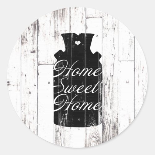 Farmhouse White Wood Rustic Milk Jug Home Sweet Classic Round Sticker