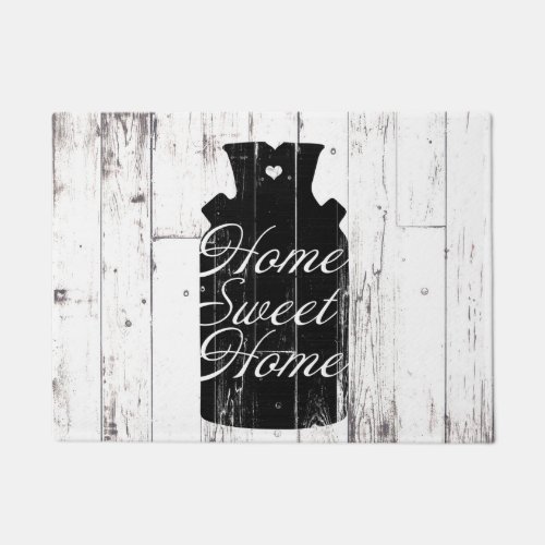 Farmhouse White Wood Rustic Milk Jug Home Sweet Doormat