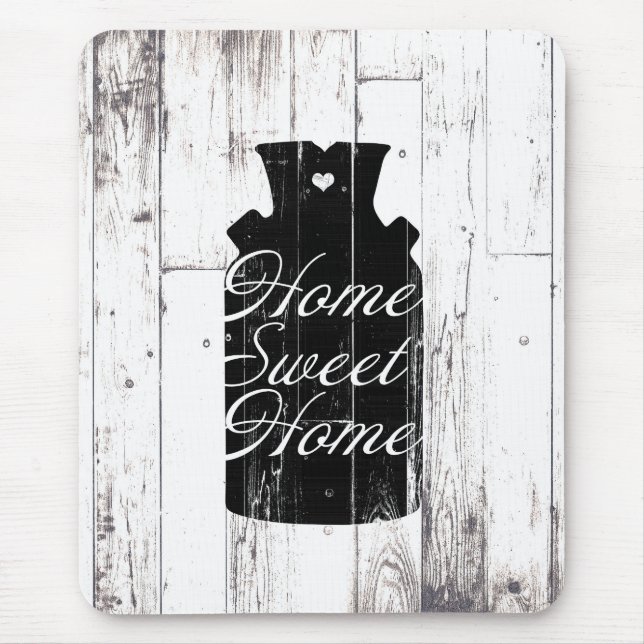 Farmhouse White Wood Rustic Milk Jug Home Sweet Mouse Pad (Front)