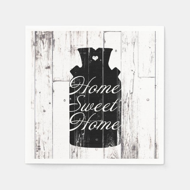 Farmhouse White Wood Rustic Milk Jug Home Sweet Paper Napkins (Front)