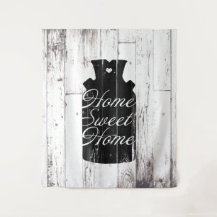 Farmhouse White Wood Rustic Milk Jug Home Sweet Tapestry