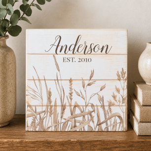 Farmhouse Wildflower Family Name Wooden Box Sign