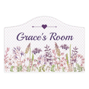 Farmhouse Wildflowers with Polka Dots Door Sign