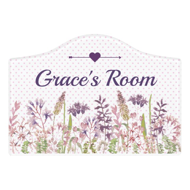 Farmhouse Wildflowers with Polka Dots  Door Sign (Small Crest Front)