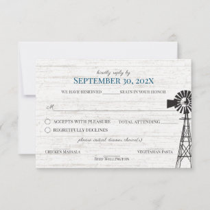 Farmhouse Windmill Barn Wedding Reply Invitation