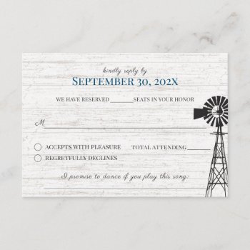 Farmhouse Windmill Barn Wedding Reply Invitation by happygotimes at Zazzle