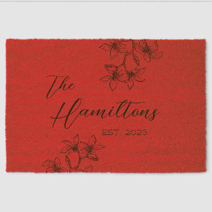 Farmhouse Winter Poinsettia Custom Holiday Fiber Doormat