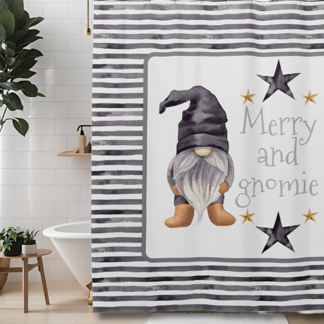 Farmhouse Winter Watercolor Gnome for Christmas Shower Curtain (Creator Uploaded)