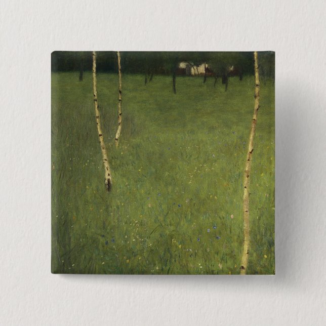 Farmhouse with Birch Trees, 1900 Button (Front)