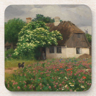 Farmhouse with Meadow Flowers Beverage Coaster