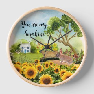 Farmhouse with Yellow Sunflowers Collage Art 