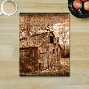 Farmhouse Wood Barn Chicken Jigsaw Puzzle